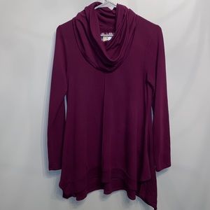 Cupio cowl neck assymetrical hem tunic top